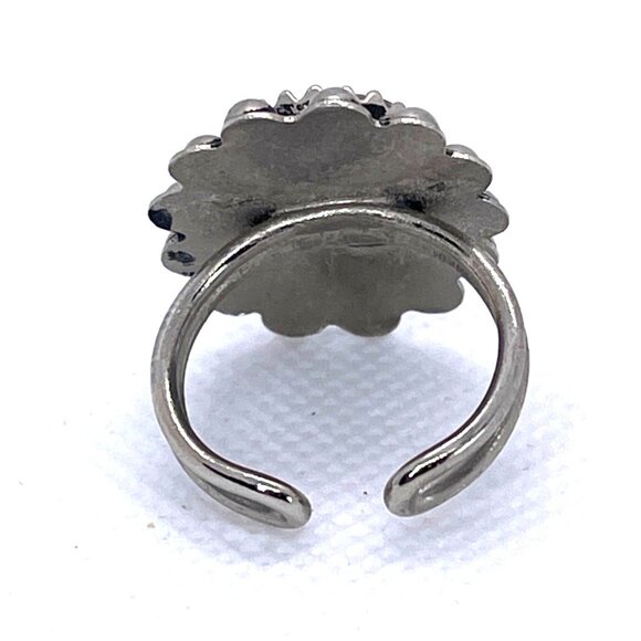 Iridescent Abalone Shell Silver-Tone Metal Adjustable Band Ring Size 6.25 VTG - Picture 2 of 8